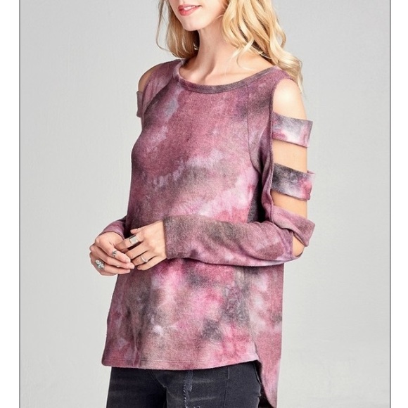 Ladder sleeves long sleeve tie dye top - Picture 2 of 5